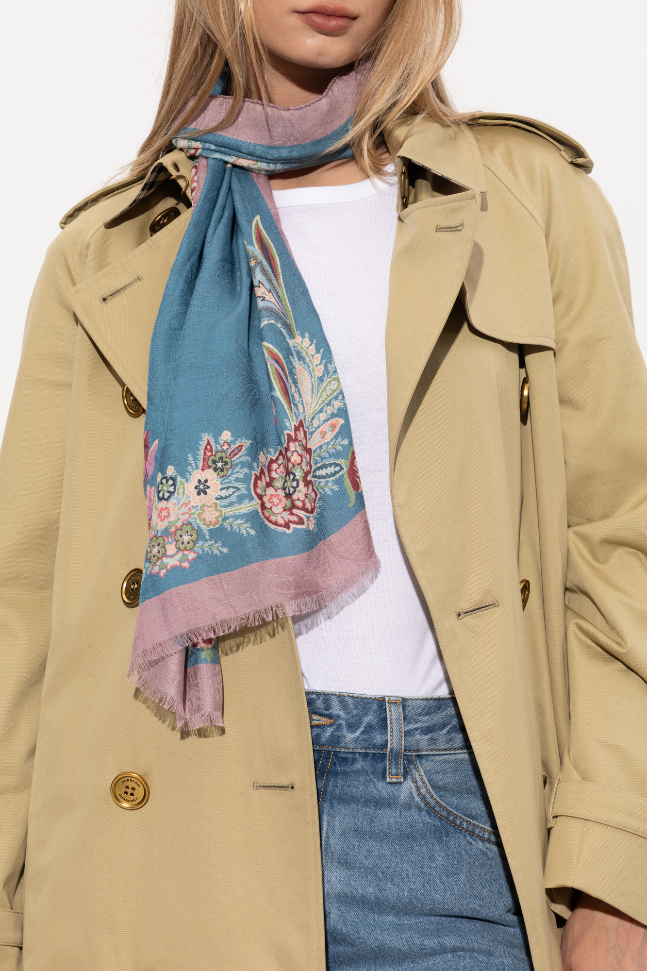 スカーフ ETRO Woman Scarf Blue WATA0005AV767 X0885 Blue Scarf with decorative pattern Etro - Vitkac AS